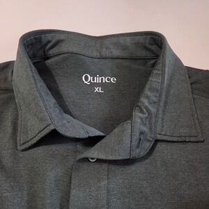 Quince Men's XL Performance Short Sleeve Shirt Forest Green Stretch Fabric Polo